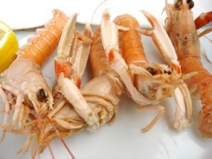 les langoustines à la base du plat 